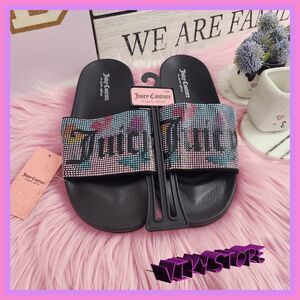 💖 NWT Juicy Couture Rhinestone Flip Flops Sandals Size 10M #7254 💖